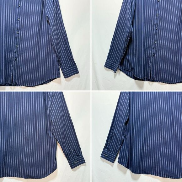 Mens Apt 9 Button Up Casual Shirt - Long Sleeve - Size XL Blue Striped - Picture 11 of 16